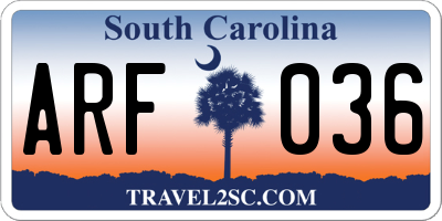 SC license plate ARF036