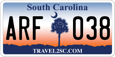SC license plate ARF038