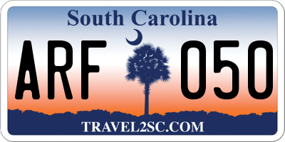 SC license plate ARF050