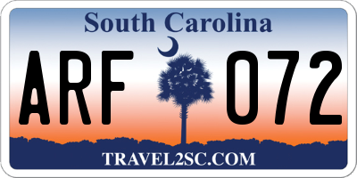 SC license plate ARF072