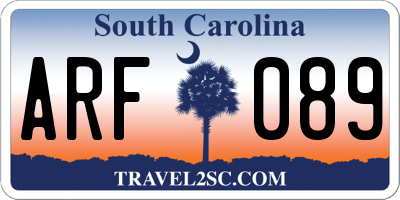 SC license plate ARF089
