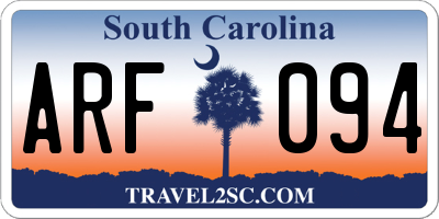 SC license plate ARF094