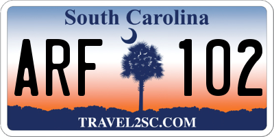 SC license plate ARF102