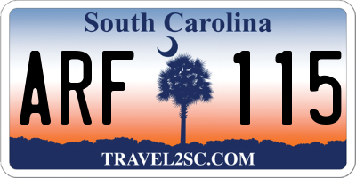 SC license plate ARF115