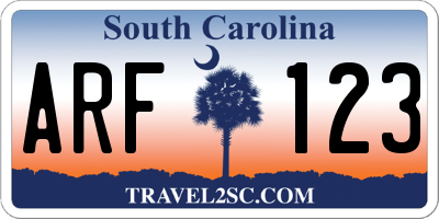 SC license plate ARF123