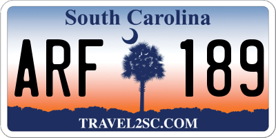 SC license plate ARF189