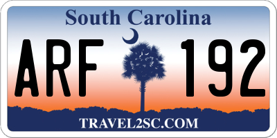 SC license plate ARF192