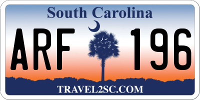 SC license plate ARF196