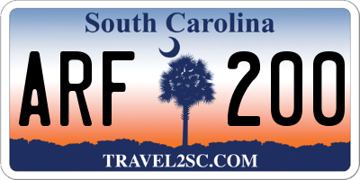 SC license plate ARF200