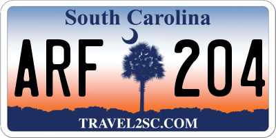 SC license plate ARF204