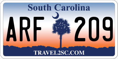 SC license plate ARF209