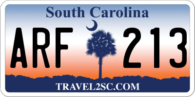 SC license plate ARF213