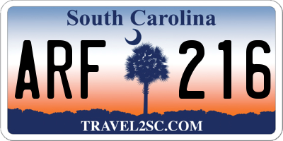 SC license plate ARF216