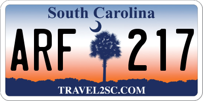 SC license plate ARF217