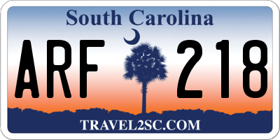 SC license plate ARF218