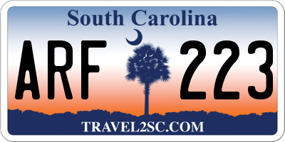 SC license plate ARF223