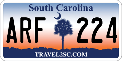 SC license plate ARF224