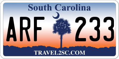 SC license plate ARF233
