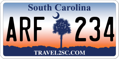 SC license plate ARF234