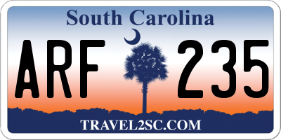 SC license plate ARF235