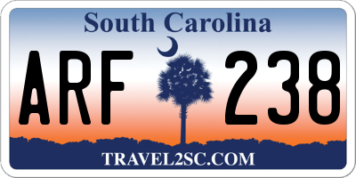 SC license plate ARF238