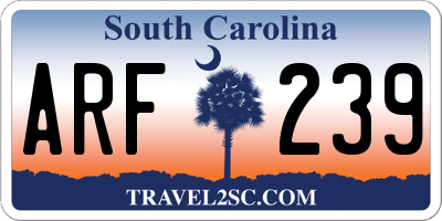 SC license plate ARF239
