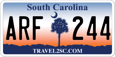 SC license plate ARF244