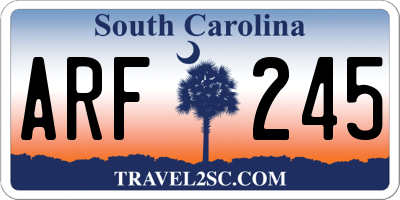 SC license plate ARF245
