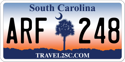 SC license plate ARF248