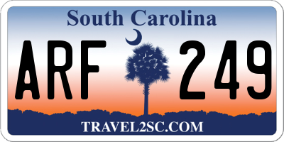 SC license plate ARF249