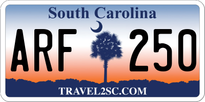 SC license plate ARF250
