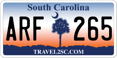 SC license plate ARF265