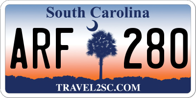 SC license plate ARF280