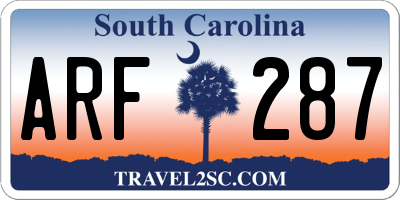 SC license plate ARF287