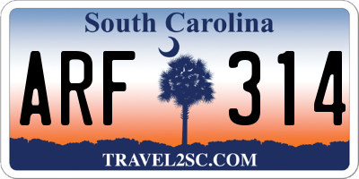 SC license plate ARF314