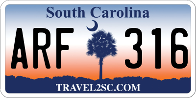 SC license plate ARF316