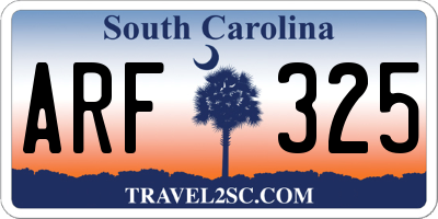 SC license plate ARF325