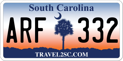 SC license plate ARF332