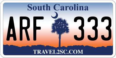 SC license plate ARF333