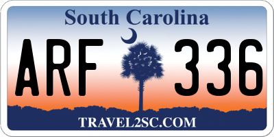 SC license plate ARF336