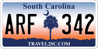 SC license plate ARF342