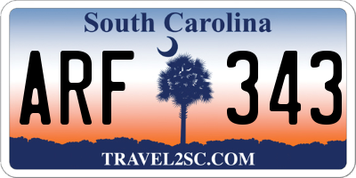 SC license plate ARF343
