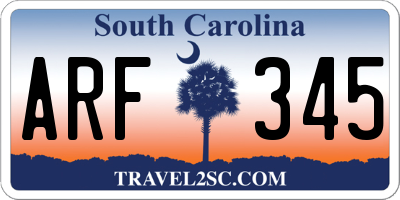 SC license plate ARF345