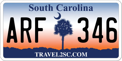 SC license plate ARF346