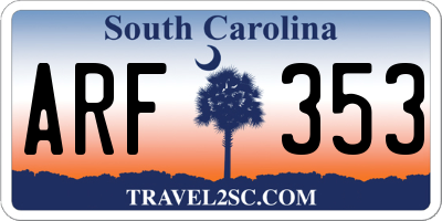 SC license plate ARF353