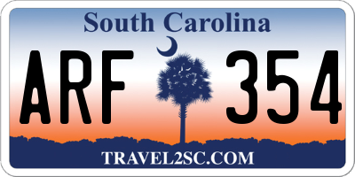 SC license plate ARF354