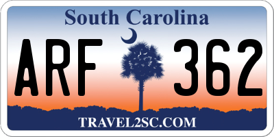 SC license plate ARF362
