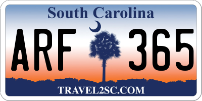 SC license plate ARF365
