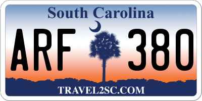 SC license plate ARF380