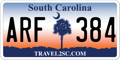SC license plate ARF384
